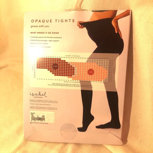 Isabel by Ingrid + Isabel NWT Maternity Opaque Tights Black Size S/M - Picture 2 of 5